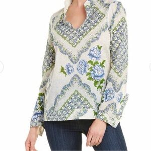 Tory Burch Terrace Ditsy Floral Women’s Printed Cotton Tunic Top Size 4